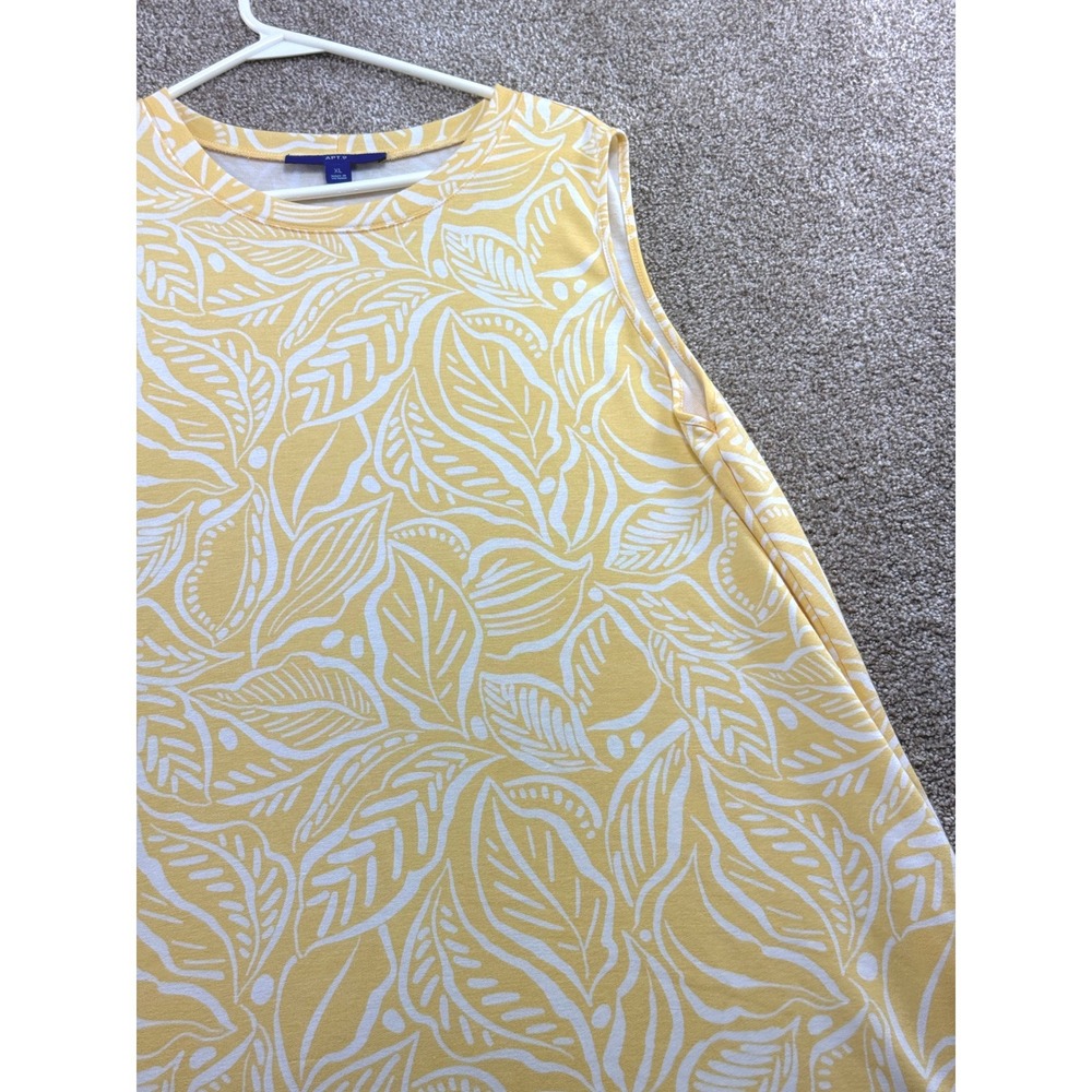 Apt. 9 Womens XL Yellow White Tropical Leaf Print Sleeveless Shift Sun Dress - Picture 9 of 11